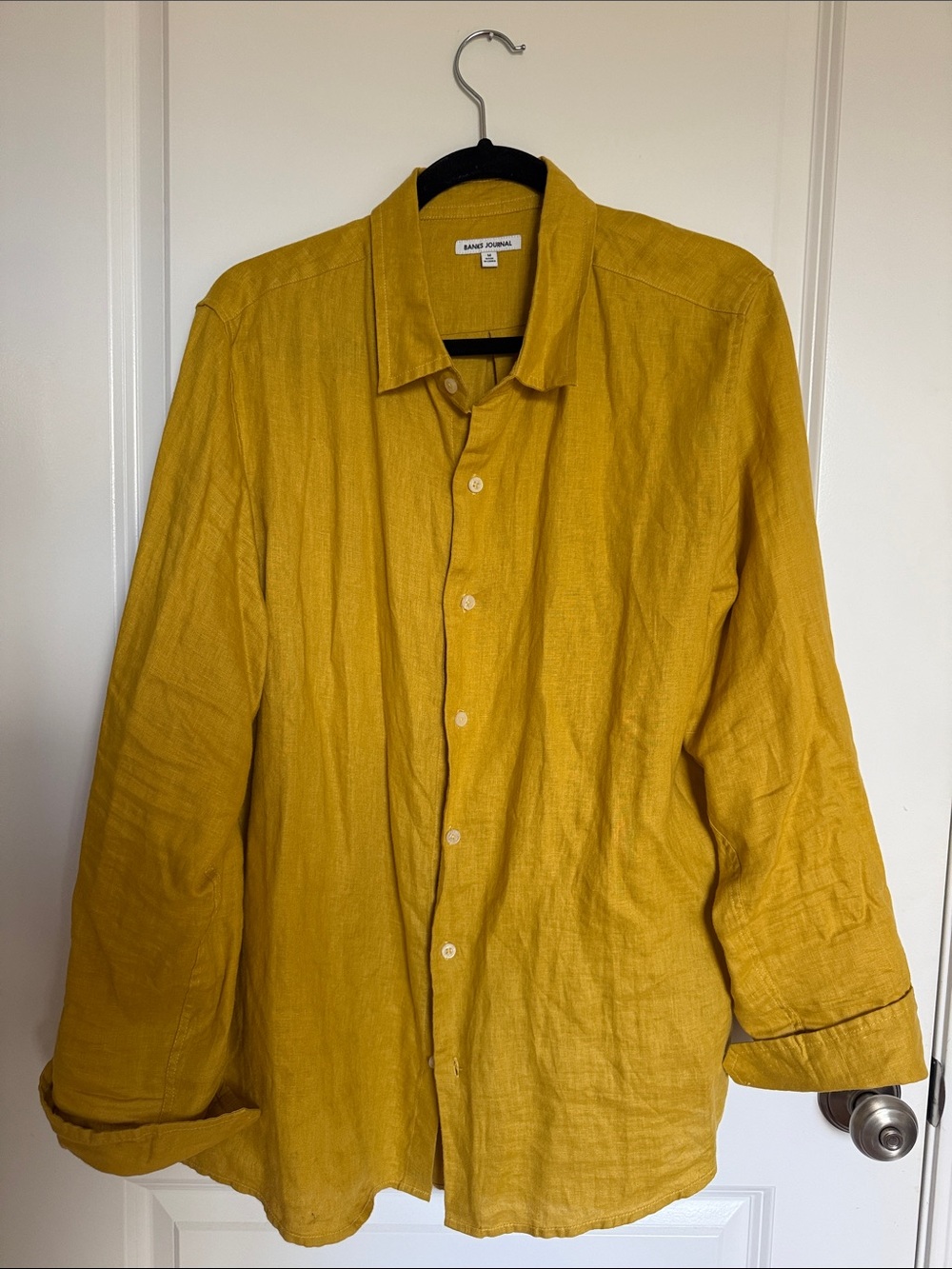 Banks Journal Linen Button-Up in Mustard